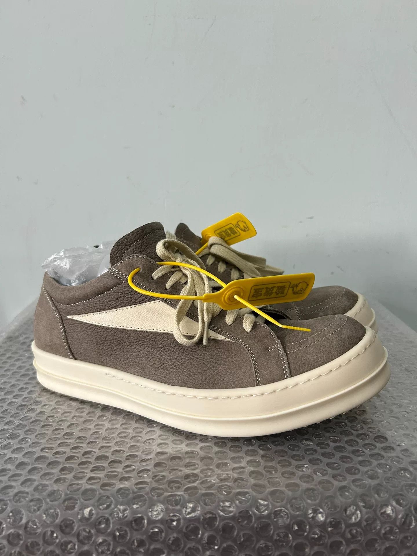 stylish rick owens brown suede sneakers