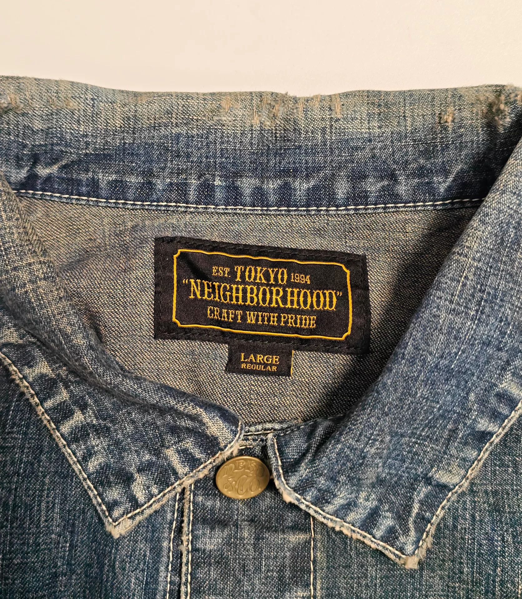Neighborhood vintage faded ink splatter denim shirt Size US L / EU 52-54 / 3 - 2 Thumbnail