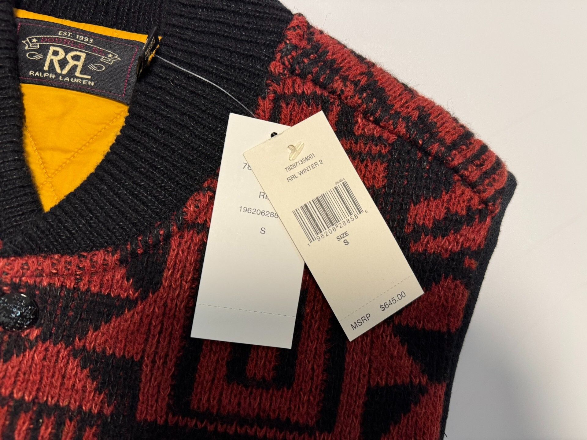 rrl southwestern jacquard knit vest size s