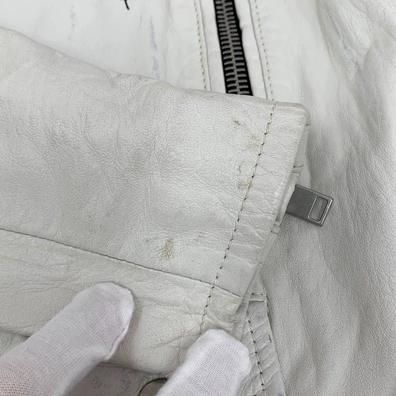 Saint Laurent Paris Saint Laurent White Leather Collar Zip Jacket Size US XS / EU 42 / 0 - 9 Thumbnail