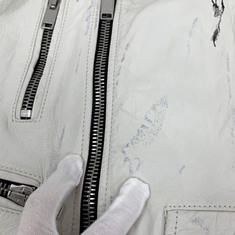 Saint Laurent Paris Saint Laurent White Leather Collar Zip Jacket Size US XS / EU 42 / 0 - 8 Thumbnail