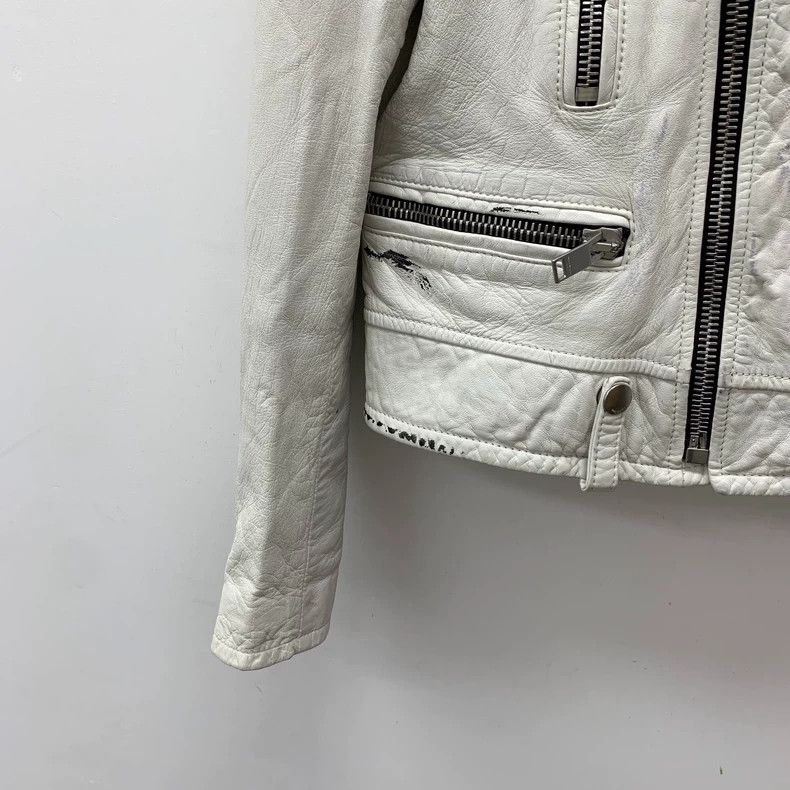 Saint Laurent Paris Saint Laurent White Leather Collar Zip Jacket Size US XS / EU 42 / 0 - 4 Thumbnail