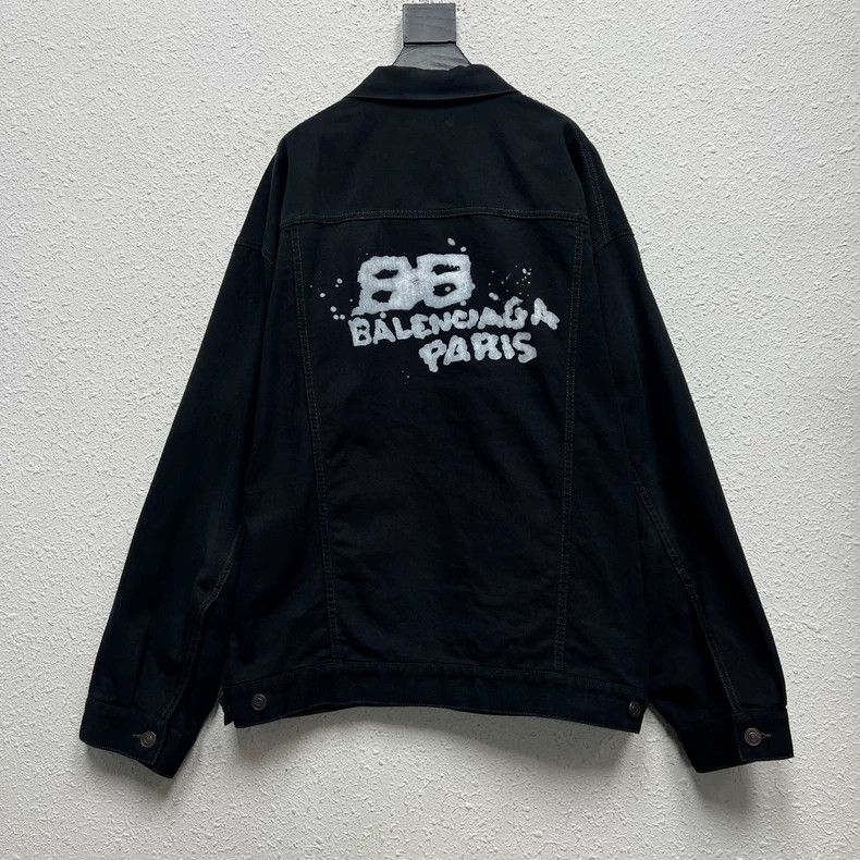 Balenciaga Balenciaga Luminous Double B Graffiti Denim Jacket Size US S / EU 44-46 / 1 - 2 Thumbnail