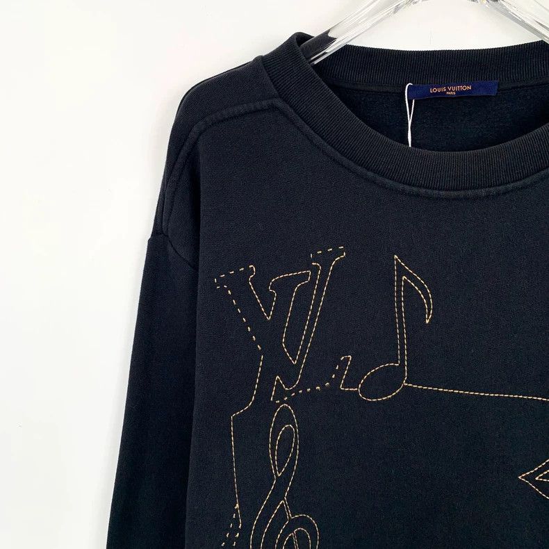 Louis Vuitton Louis Vuitton Black Logo Embroidered Sweater Size US XXL / EU 58 / 5 - 3 Thumbnail