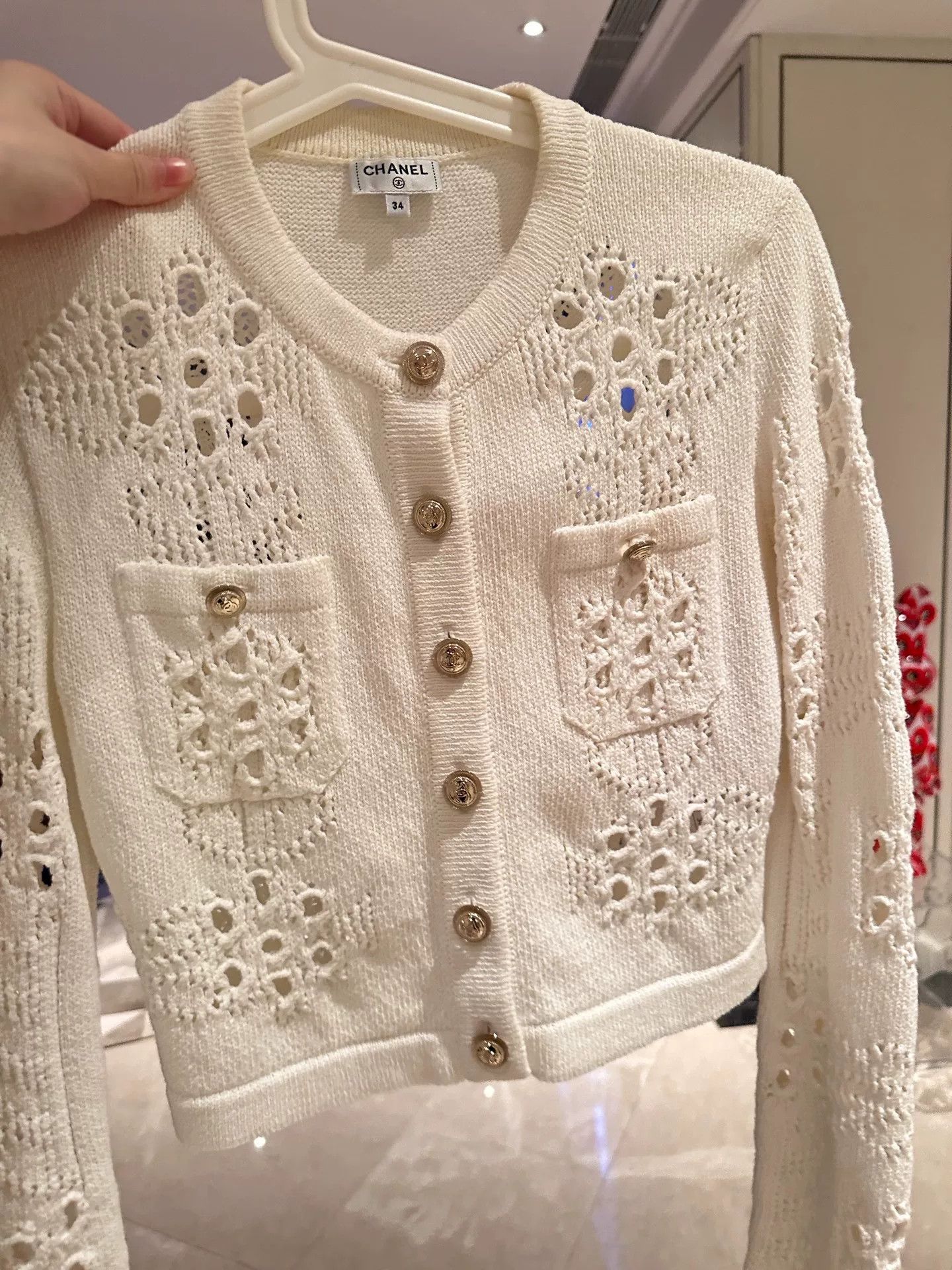 Chanel white cropped Chanel cardigan 2021 Size US S / EU 44-46 / 1 - 7 Thumbnail