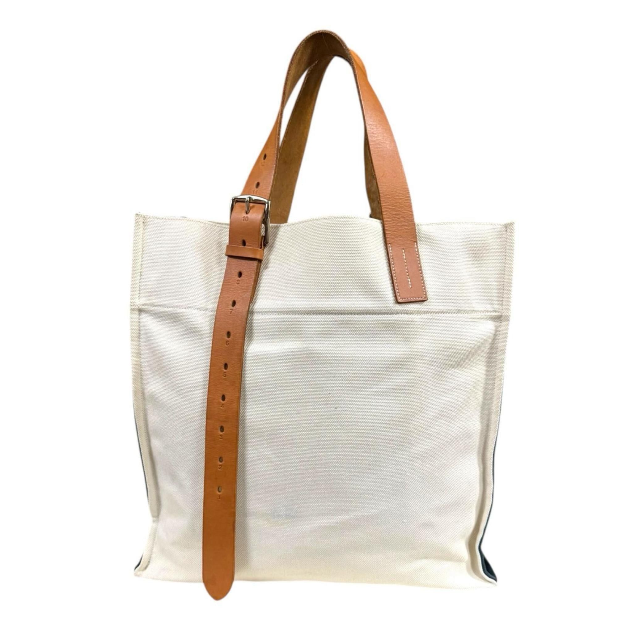 Hermes Hermès Shopping Tote Etrivière Shoulder Bag, Canvas, White, Men's/Women's, Pre-owned HERMES Size ONE SIZE - 3 Thumbnail