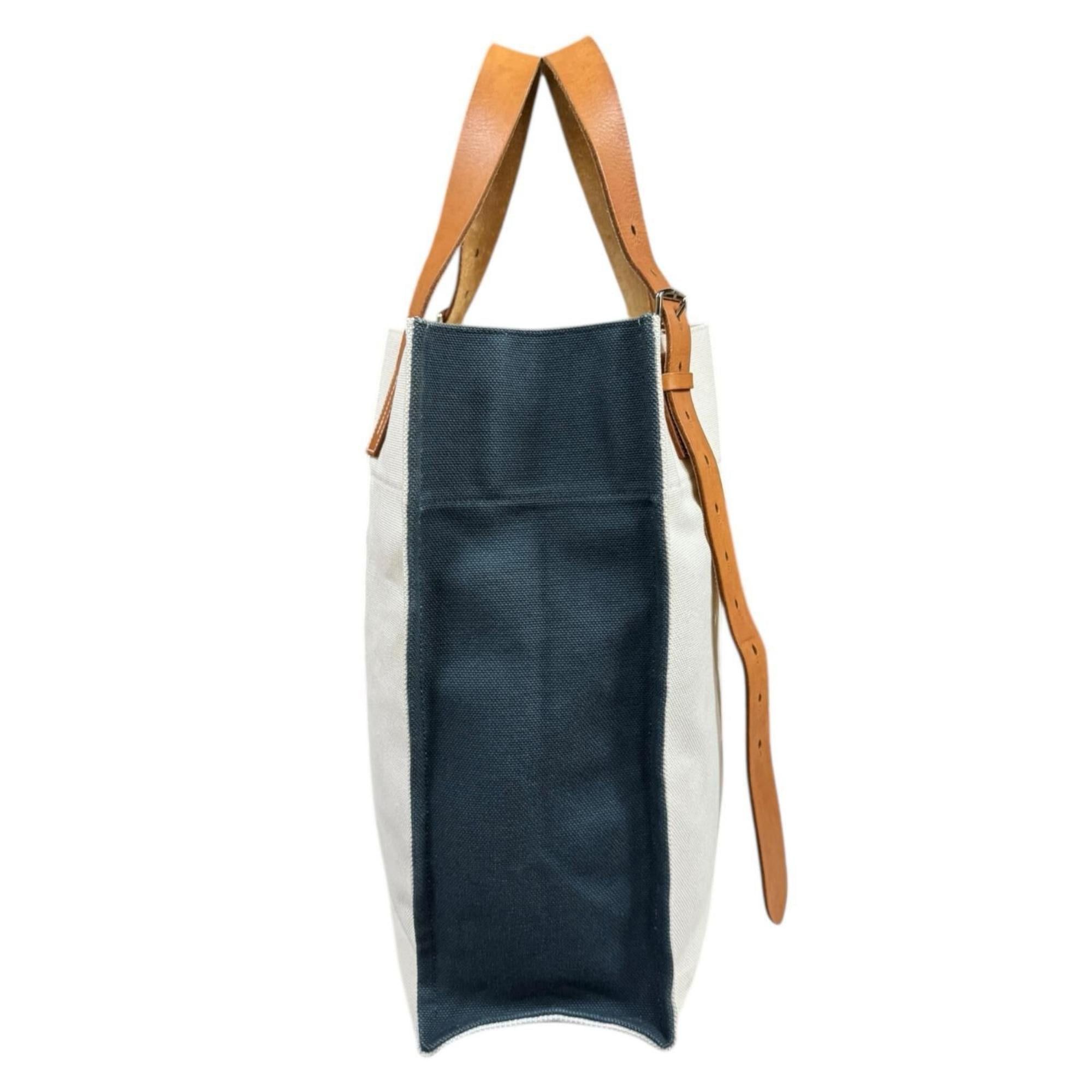 Hermes Hermès Shopping Tote Etrivière Shoulder Bag, Canvas, White, Men's/Women's, Pre-owned HERMES Size ONE SIZE - 4 Thumbnail