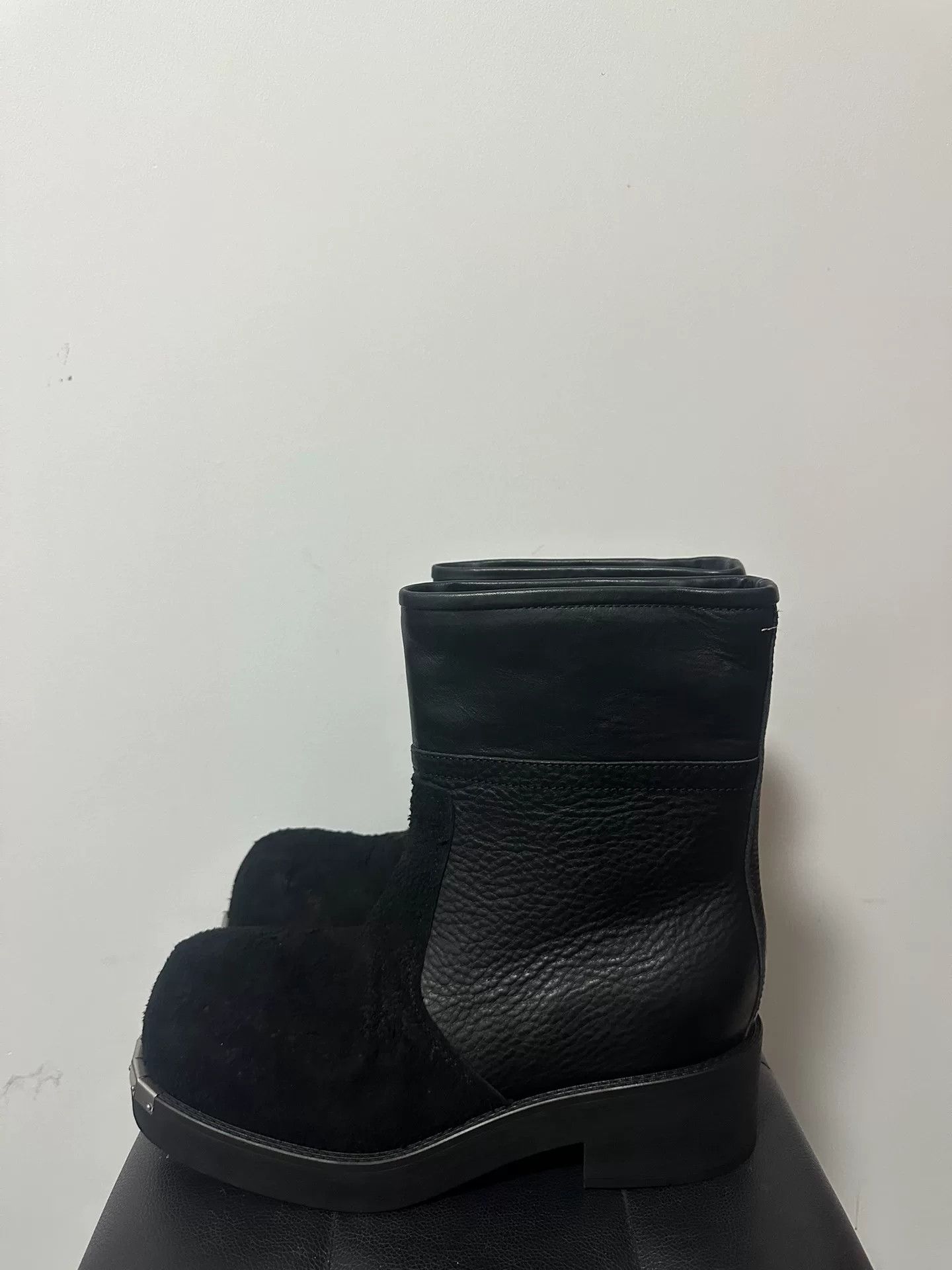 MM6 black plush round toe metal boots Size US 10 / EU 43 - 2 Thumbnail