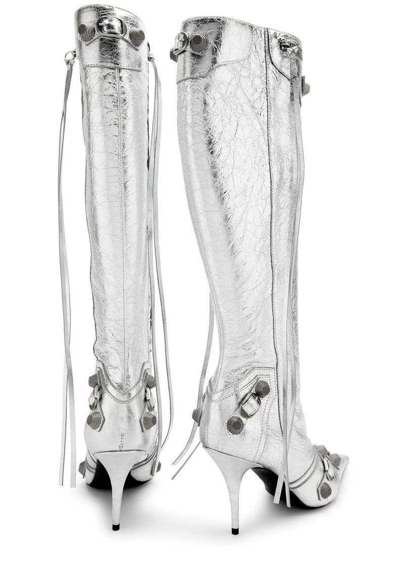 Balenciaga Cagole 90 Metallic Leather Knee-High Boots Size US 9 / IT 39 - 2 Thumbnail