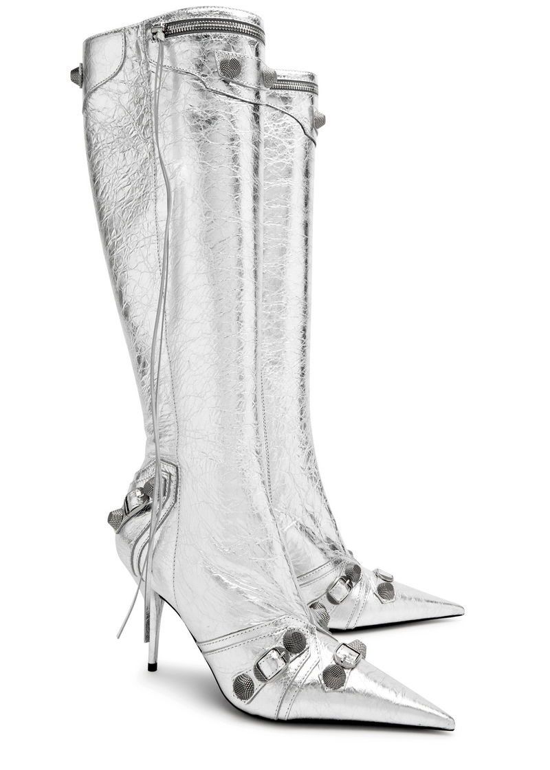 Balenciaga Cagole 90 Metallic Leather Knee-High Boots Size US 10 / IT 40 - 3 Thumbnail