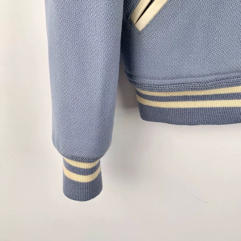 Saint Laurent Paris Saint Laurent Blue Striped Wool Bomber Jacket Size US XS / EU 42 / 0 - 4 Thumbnail
