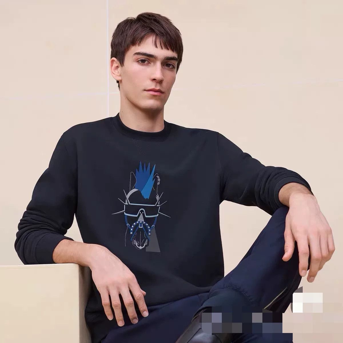 Hermes Hermes Men's Black Fleece Sweatshirt Size US L / EU 52-54 / 3 - 9 Thumbnail