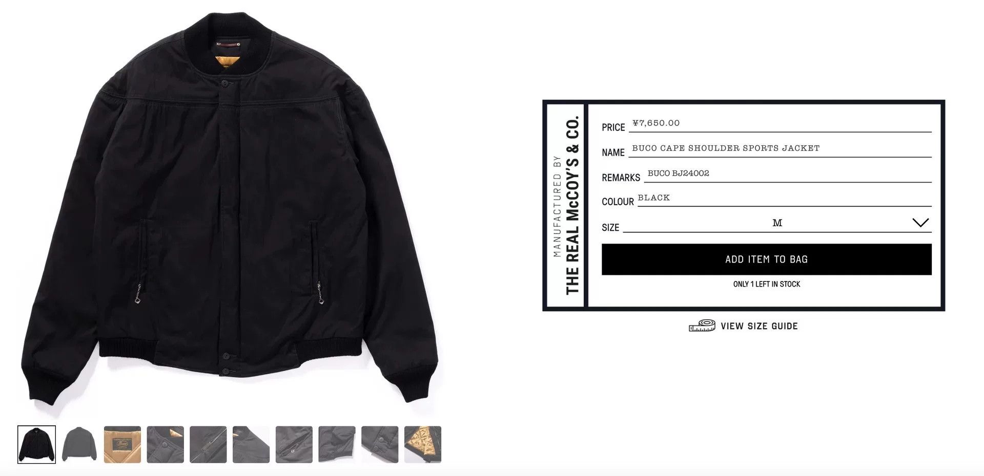 The Real McCoy's Real McCoy's Buco Black Jacket, Size XL Size US XL / EU 56 / 4 - 6 Thumbnail