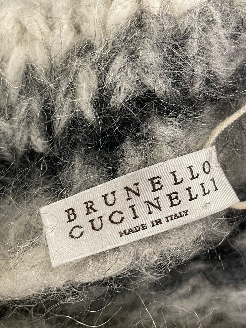 Brunello Cucinelli Gray Striped Turtleneck Sweater