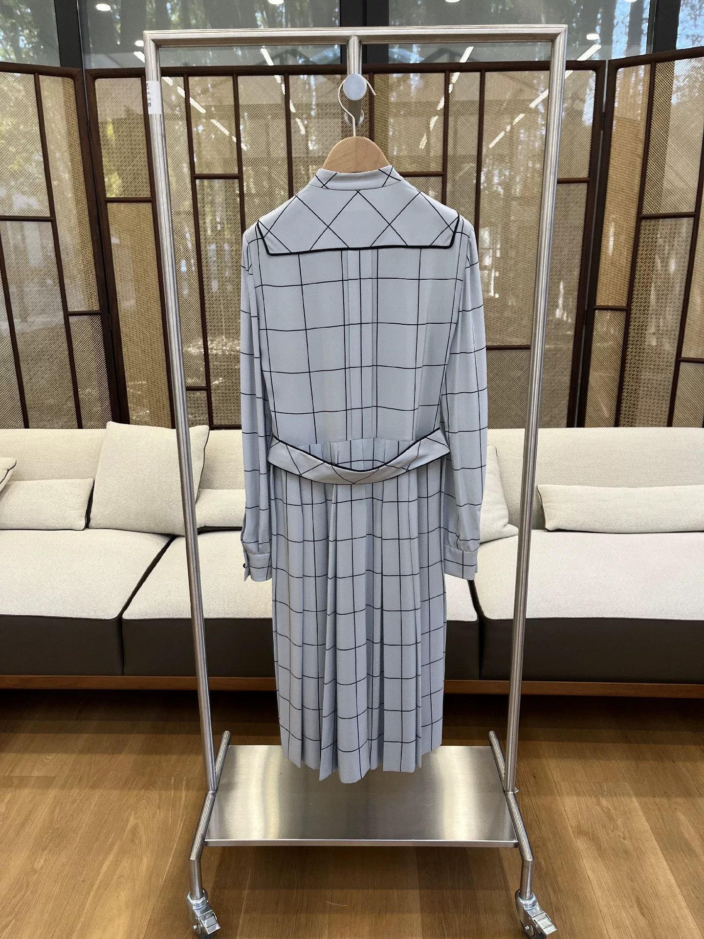 Valentino VALENTINO Blue Plaid Silk Dress Size M / US 6-8 / IT 42-44 - 2 Thumbnail