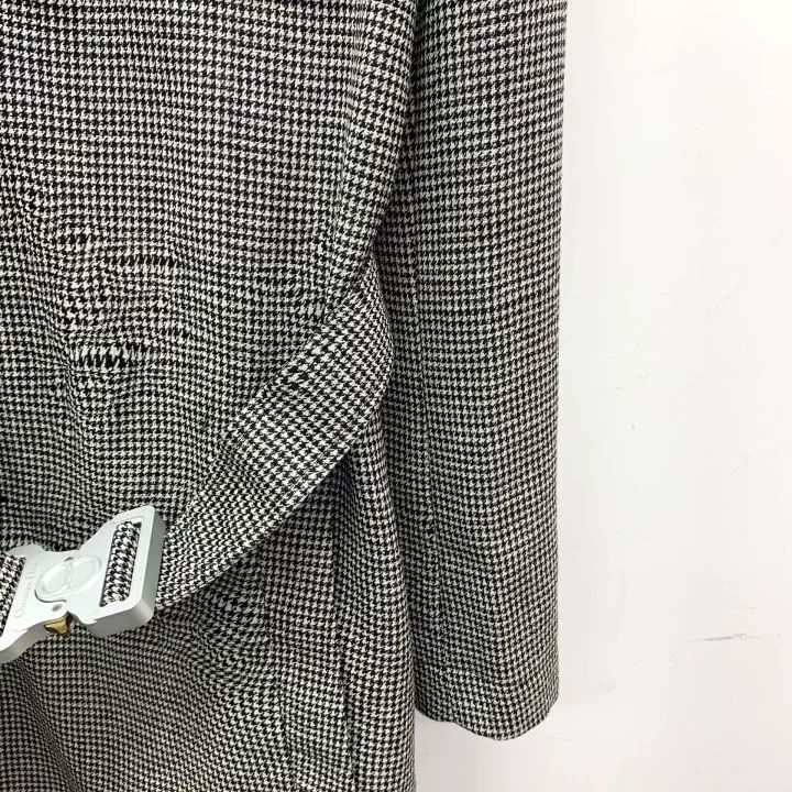 Dior gray houndstooth wool trench coat with belt Size US L / EU 52-54 / 3 - 4 Thumbnail