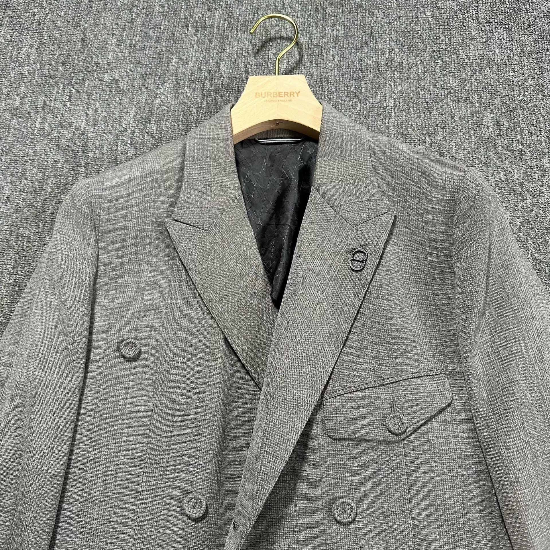 Dior Dior Man Gray Double-Breasted Suit Jacket Size US M / EU 48-50 / 2 - 2 Thumbnail