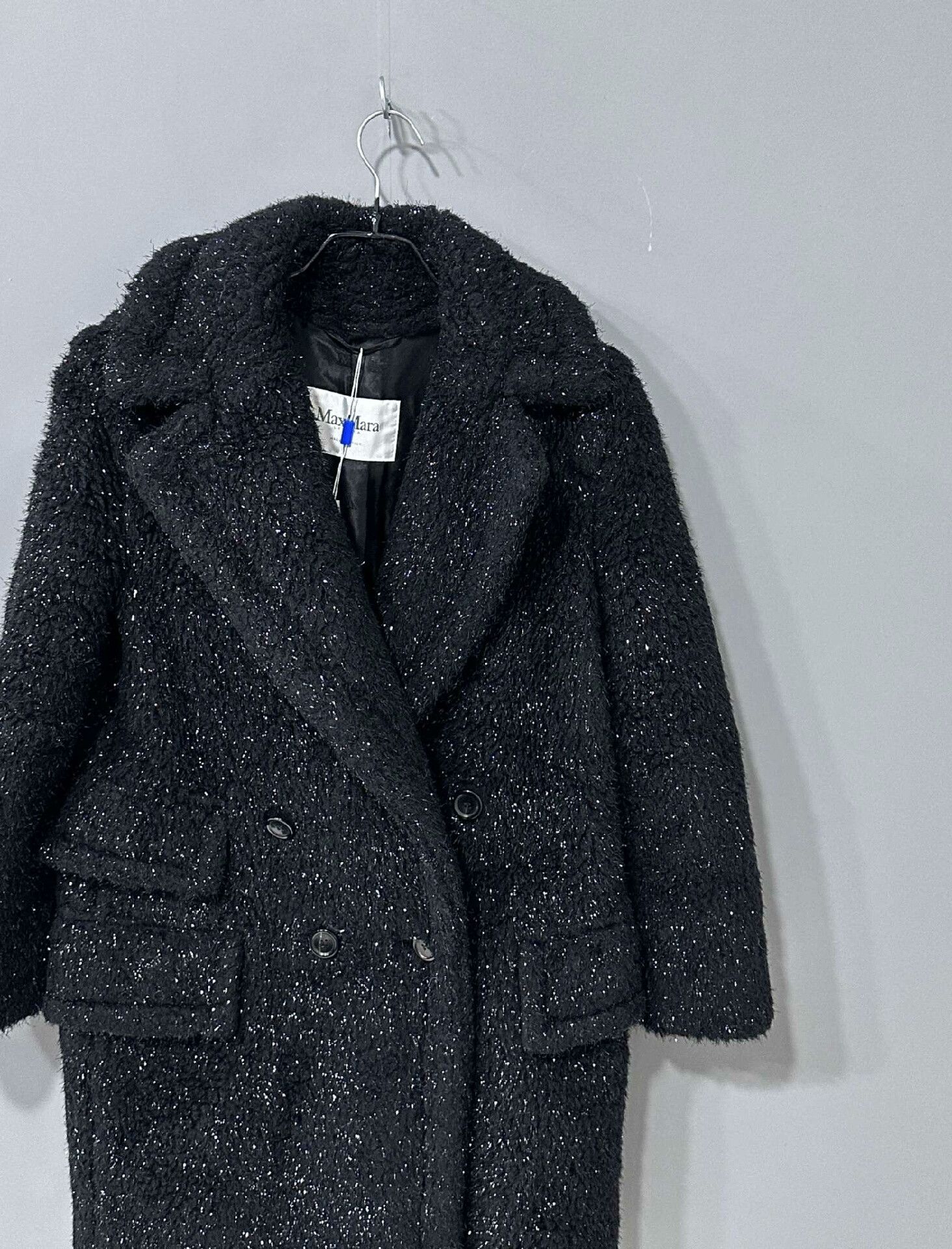 Max Mara black teddy coat with silver threads Size US S / EU 44-46 / 1 - 2 Thumbnail