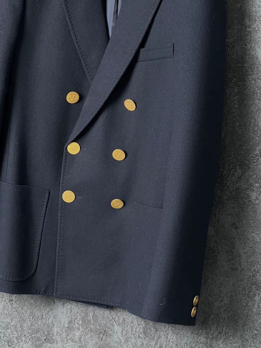 Valentino Valentino Navy Double-Breasted Wool Blazer Size US S / EU 44-46 / 1 - 4 Thumbnail