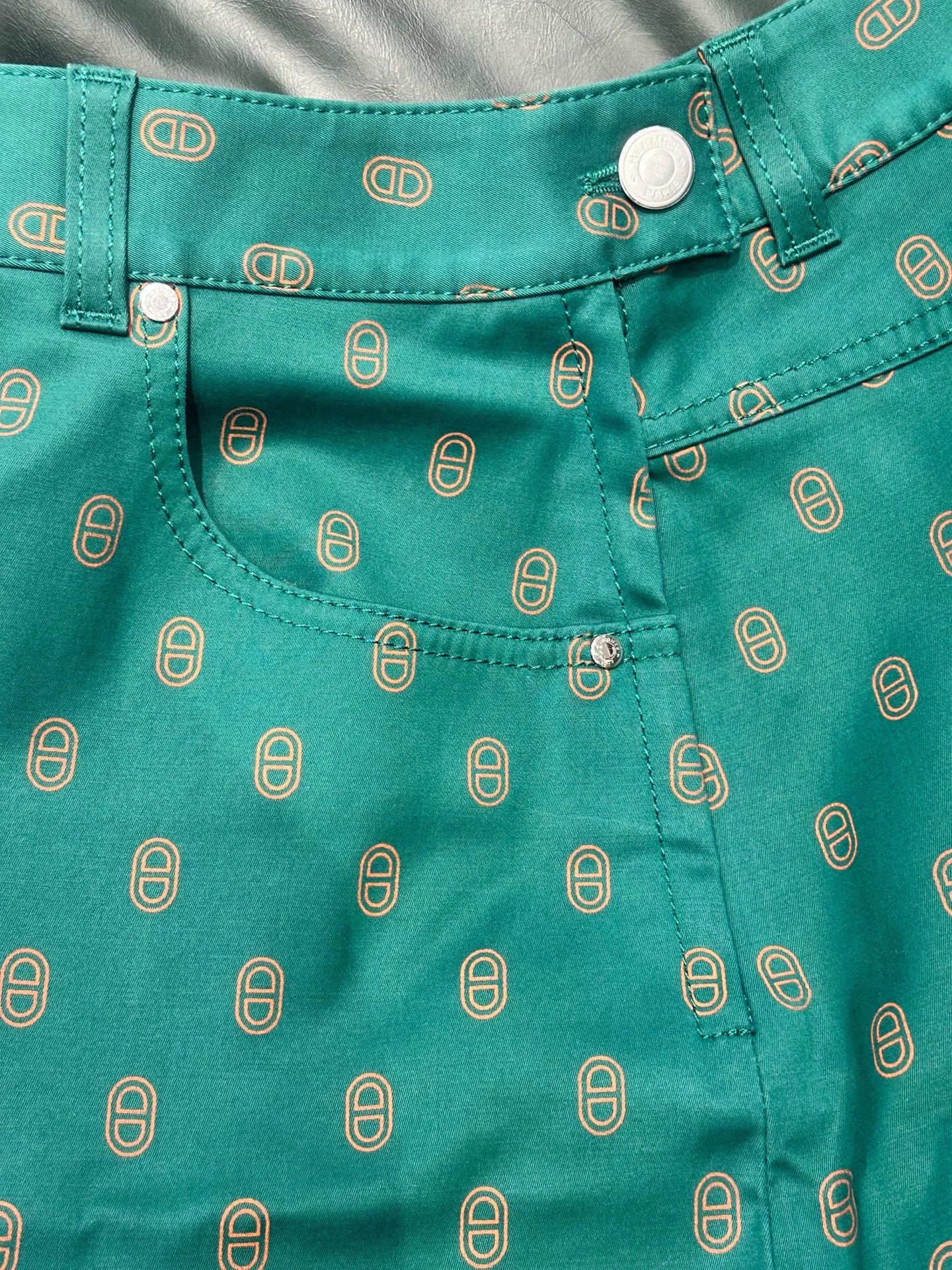 Hermes Hermes Green Denim Mini Skirt Size US 36 / EU 52 - 4 Thumbnail