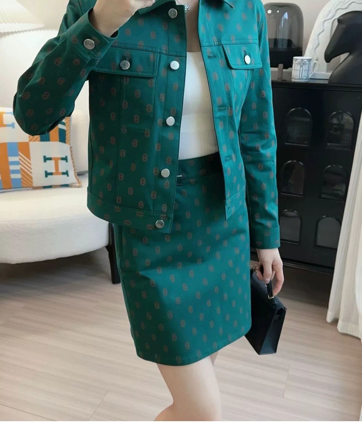 Hermes Hermes Green Denim Mini Skirt Size US 36 / EU 52 - 8 Thumbnail