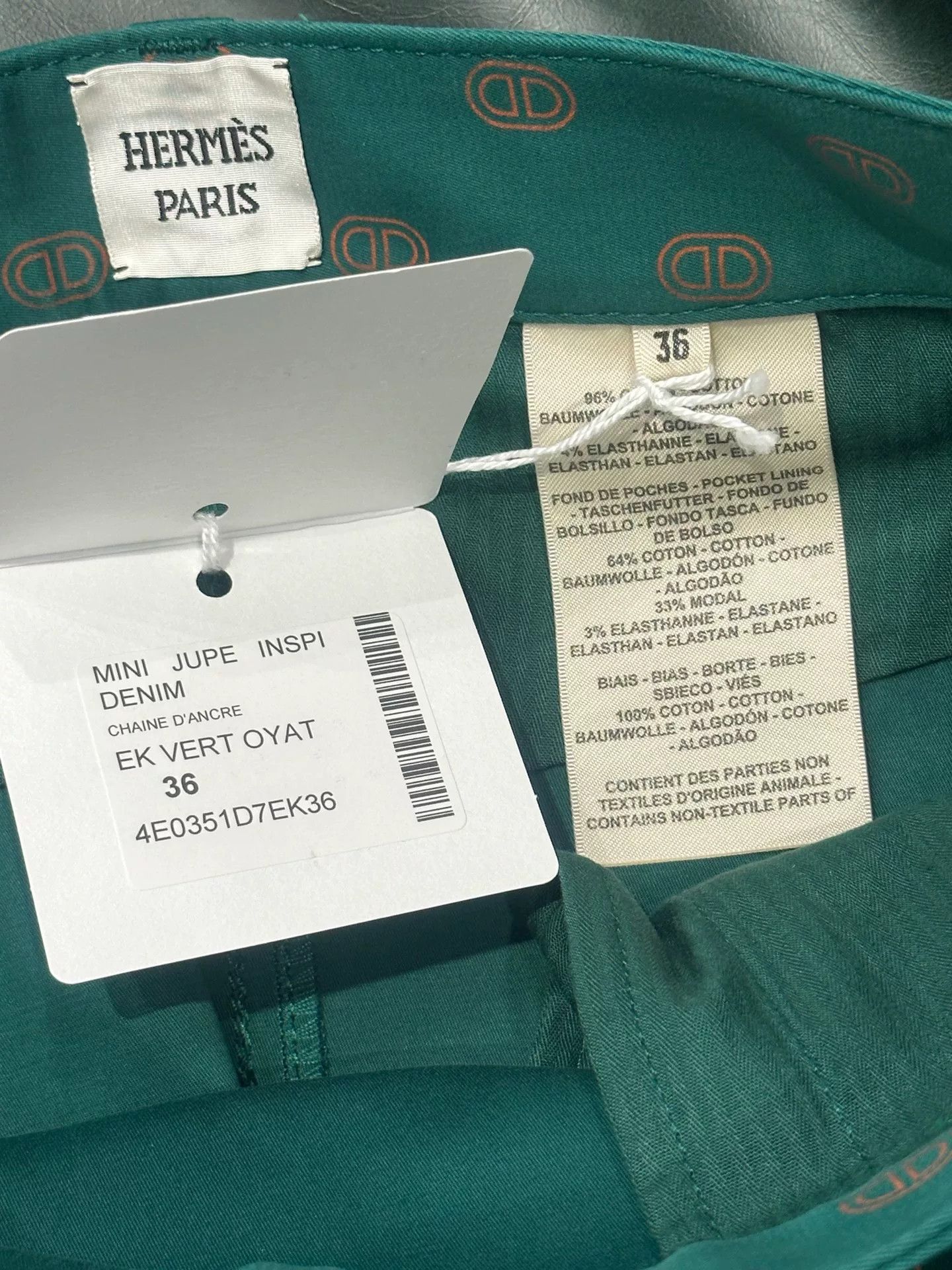 Hermes Hermes Green Denim Mini Skirt Size US 36 / EU 52 - 7 Thumbnail