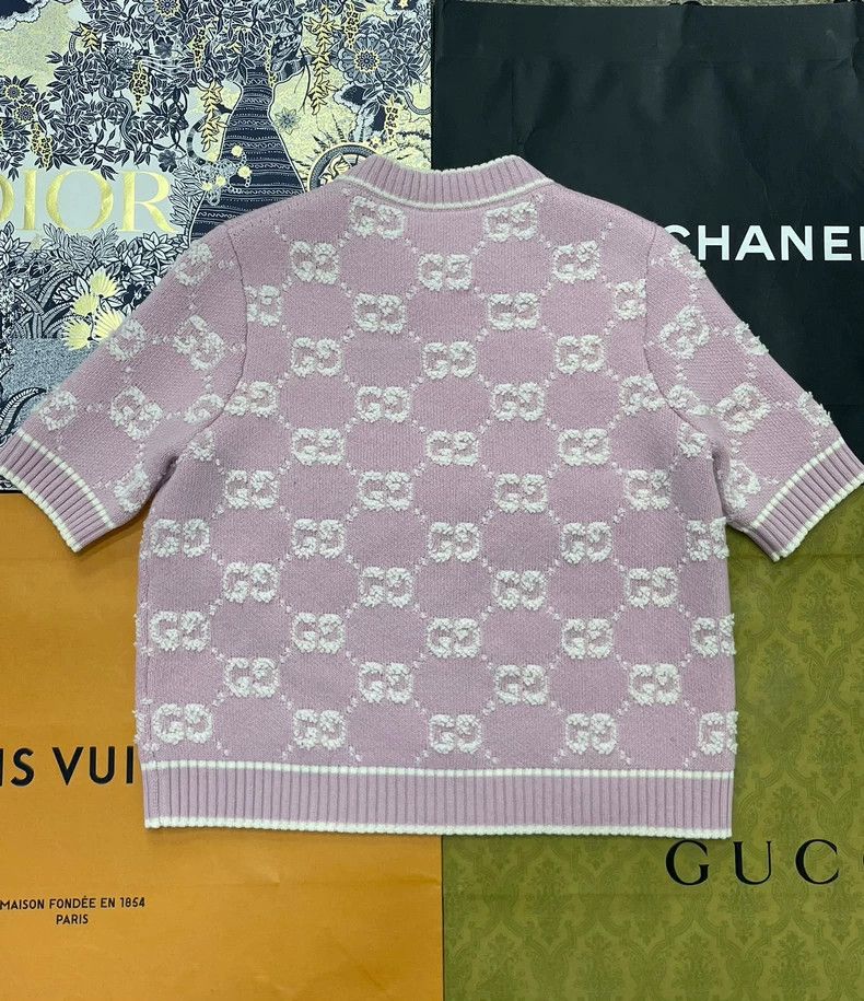 Gucci Gucci Pink White Logo Knit Short Sleeve Size US M / EU 48-50 / 2 - 3 Thumbnail