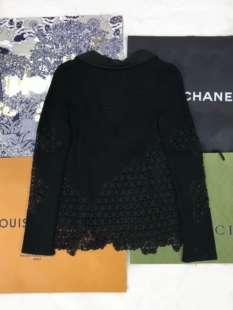 Chanel Chanel Black Hollow Lace Blazer Size US M / EU 48-50 / 2 - 2 Thumbnail