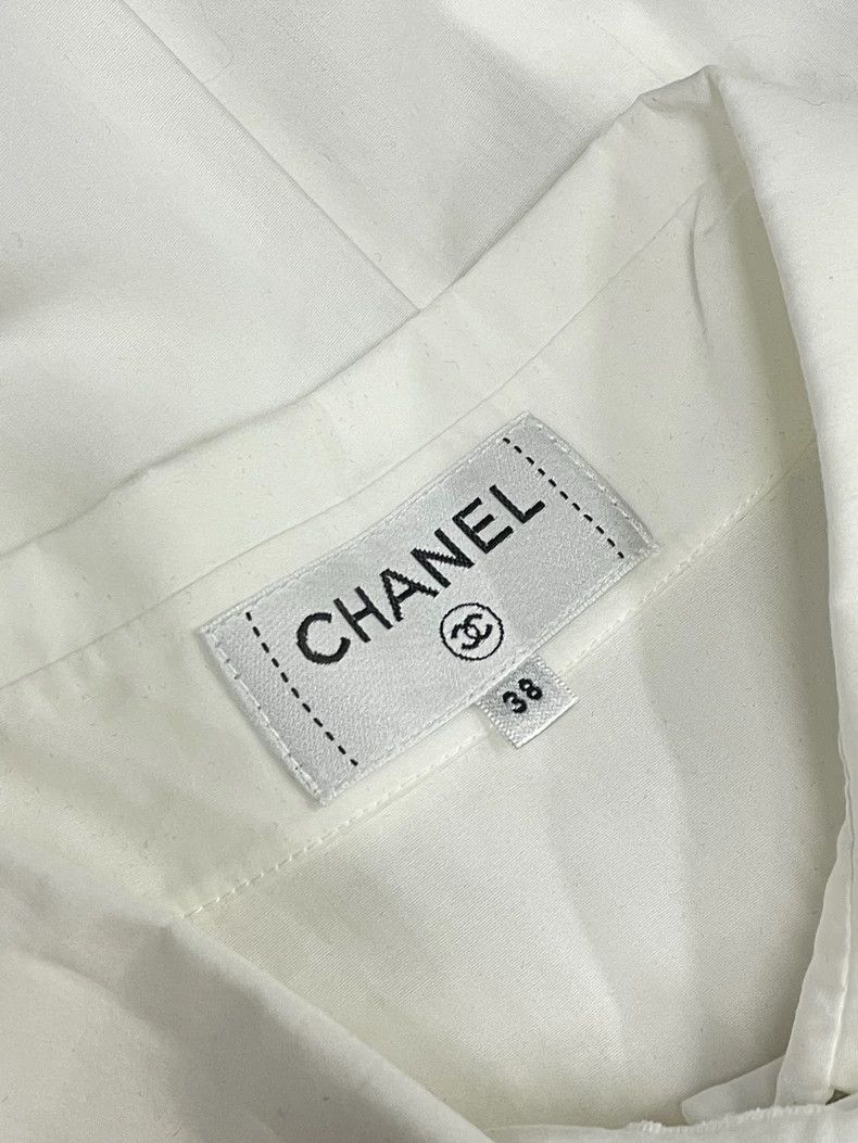 Chanel Chanel White Paneled Hollow Out Collar Shirt Long Sleeve Top Size US M / EU 48-50 / 2 - 6 Thumbnail