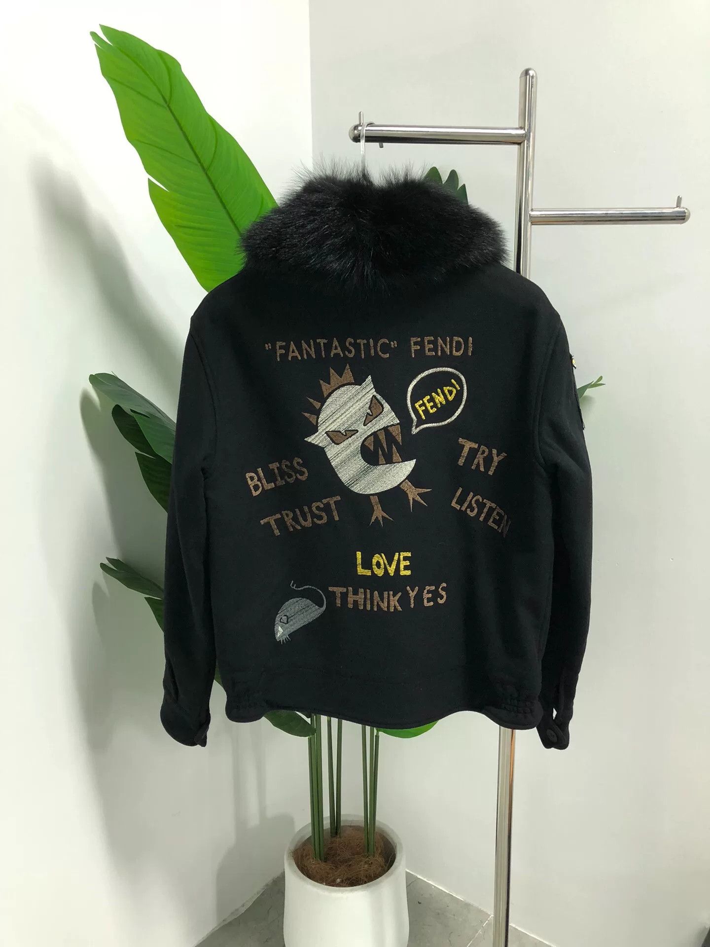 Fendi Fendi Black Fur Collar Jacket with Monster Size US M / EU 48-50 / 2 - 2 Thumbnail