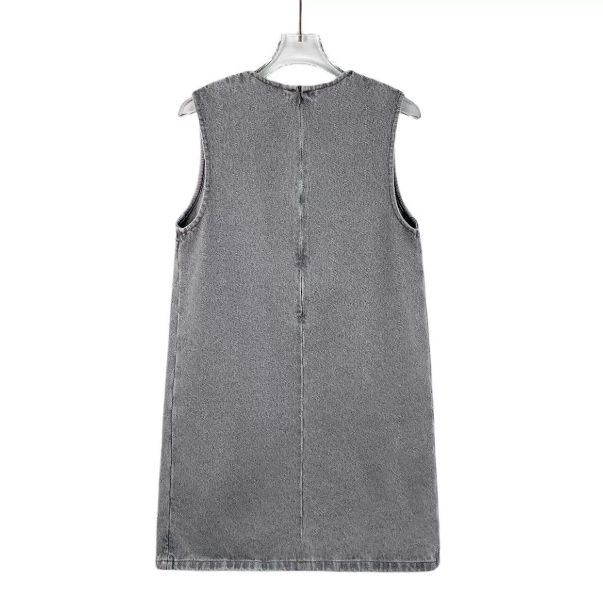 Miu Miu gray logo sleeveless denim dress by miu miu Size US 38 / EU 54 - 2 Thumbnail