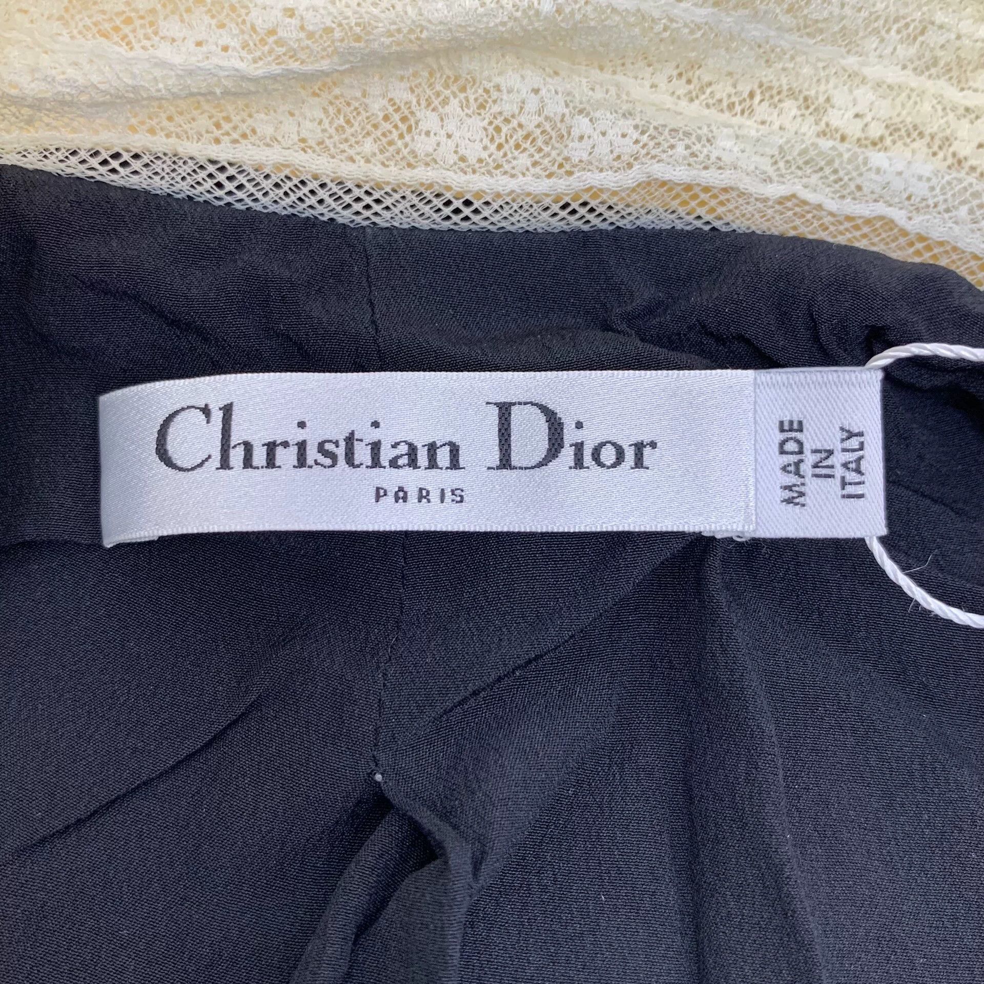 Dior black embroidered collar velvet dress Size L / US 10 / IT 46 - 7 Thumbnail