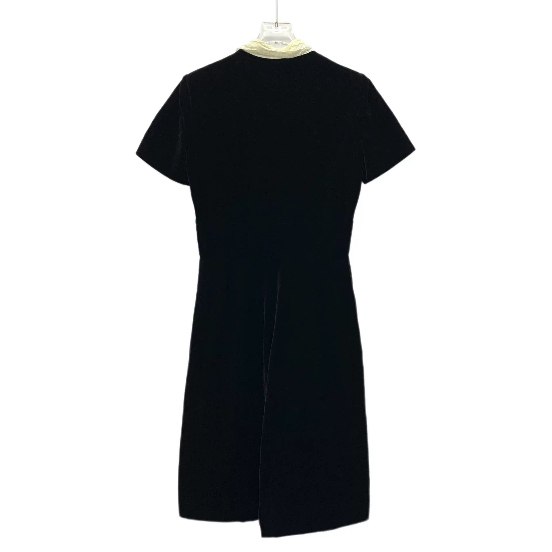 Dior black embroidered collar velvet dress Size L / US 10 / IT 46 - 2 Thumbnail