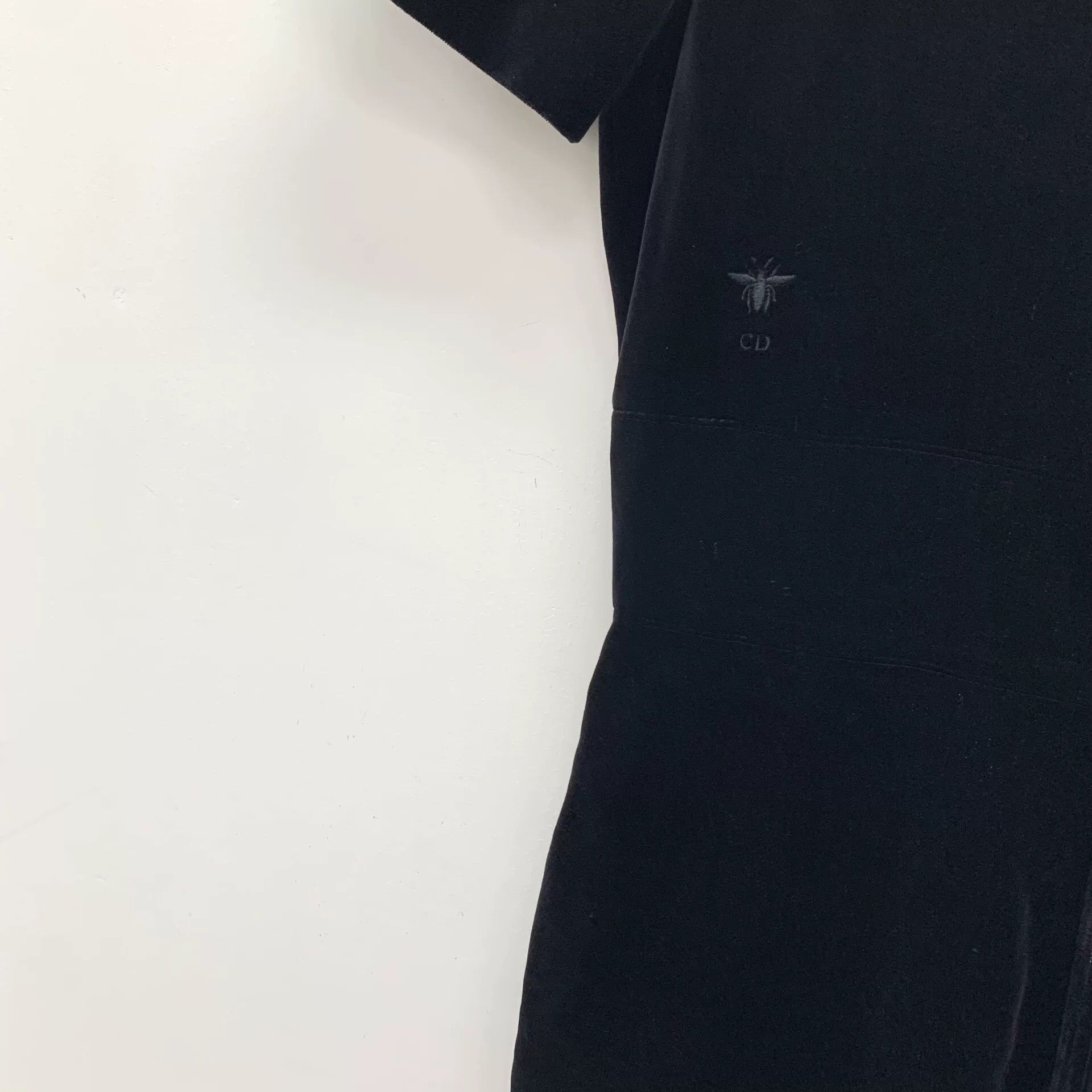 Dior black embroidered collar velvet dress Size L / US 10 / IT 46 - 4 Thumbnail