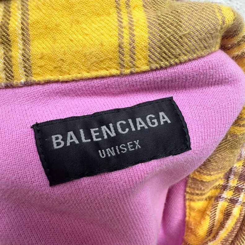 Balenciaga Yellow Plaid Cotton Shirt Jacket