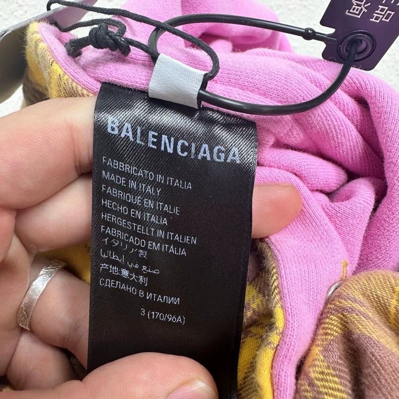 Balenciaga Yellow Plaid Cotton Shirt Jacket
