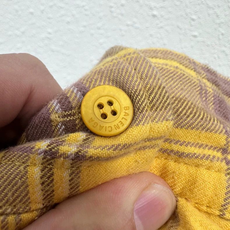Balenciaga Yellow Plaid Cotton Shirt Jacket
