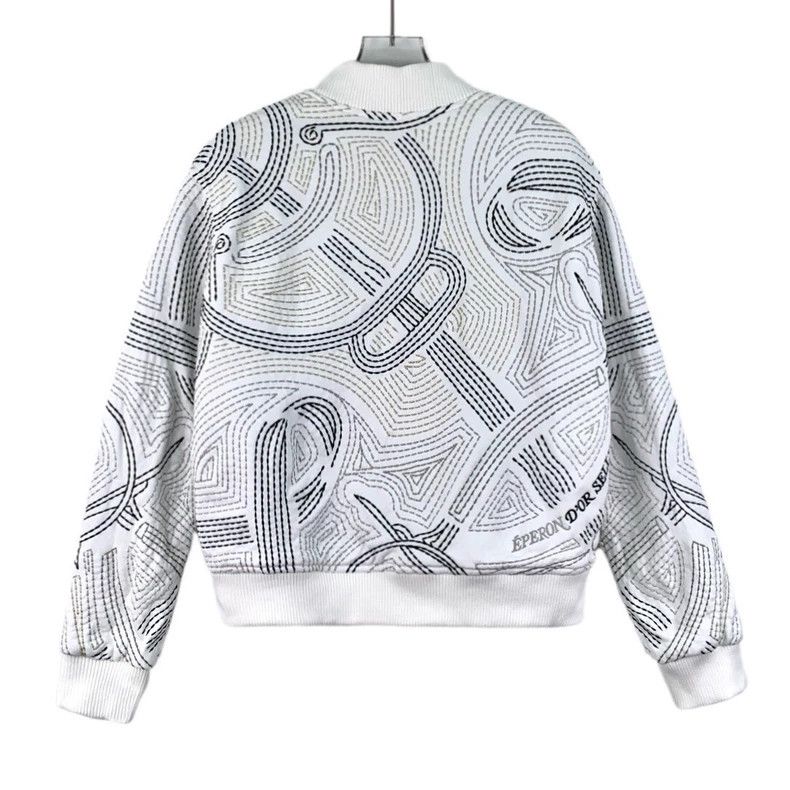 Hermes Hermes White Embroidered Cotton Jacket Size M / US 6-8 / IT 42-44 - 2 Thumbnail