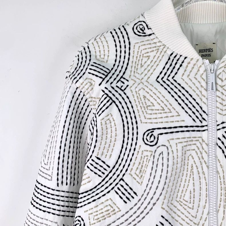 Hermes Hermes White Embroidered Cotton Jacket Size M / US 6-8 / IT 42-44 - 3 Thumbnail