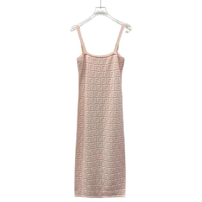 Fendi Fendi Pink Logo Knit Sling Dress Size US M / EU 48-50 / 2 - 2 Thumbnail