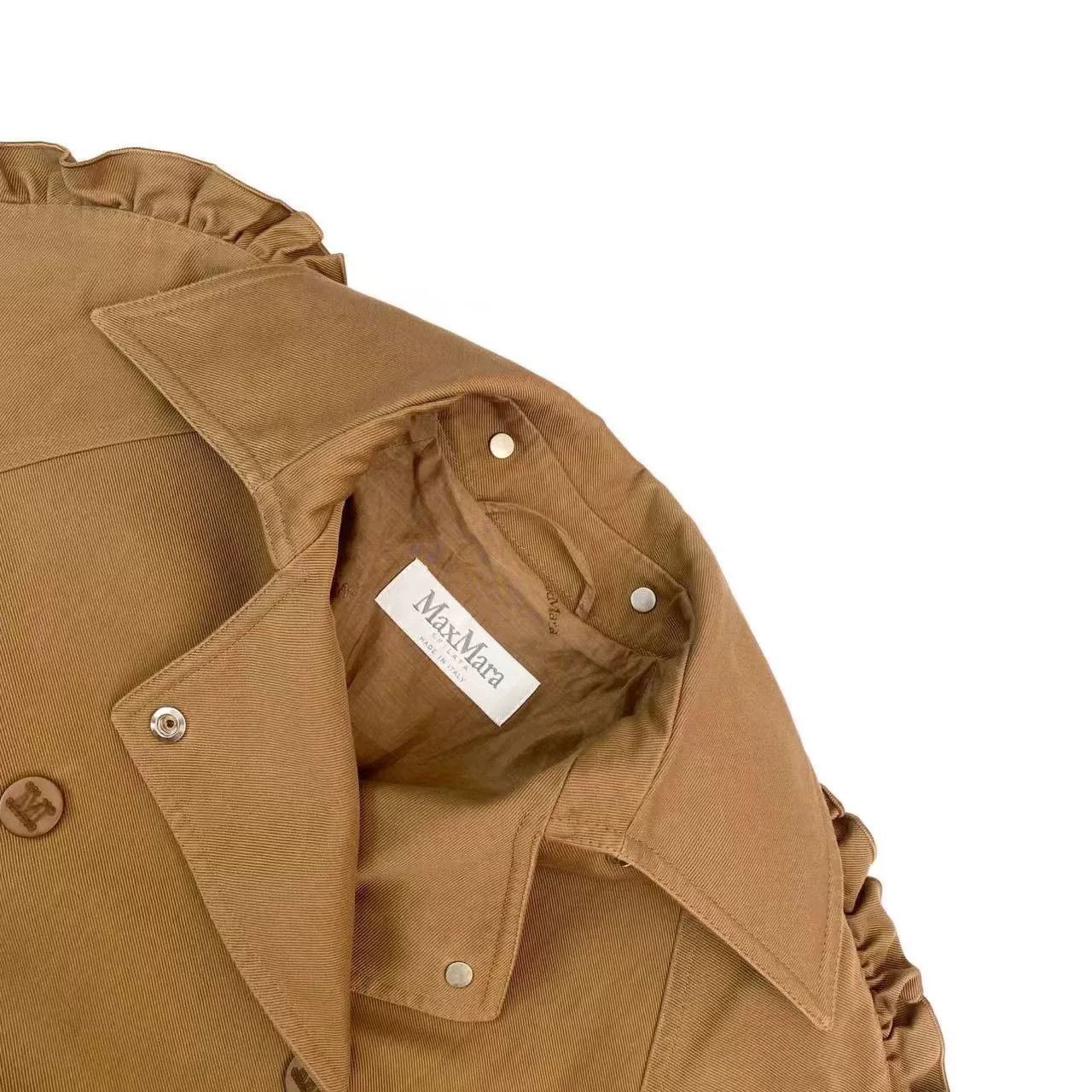 Max Mara MaxMara Camel Ruffled Sleeve Coat Size US XS / EU 42 / 0 - 3 Thumbnail