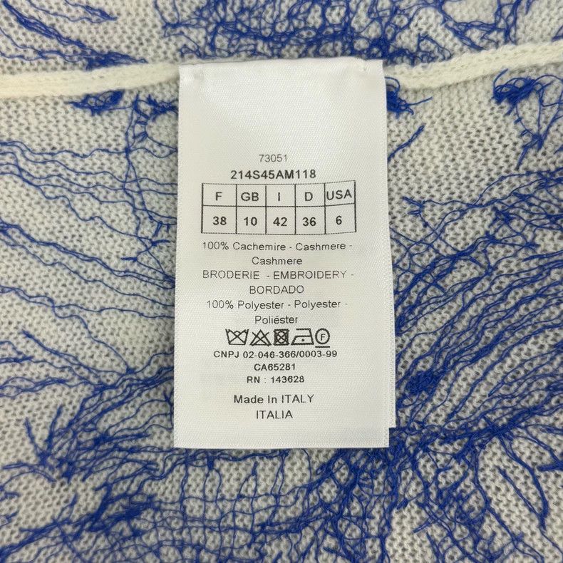 Dior Dior Blue White Embroidered Cashmere Sweater Size US S / EU 44-46 / 1 - 6 Thumbnail