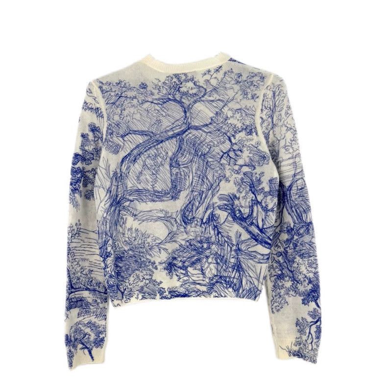 Dior Dior Blue White Embroidered Cashmere Sweater Size US S / EU 44-46 / 1 - 2 Thumbnail