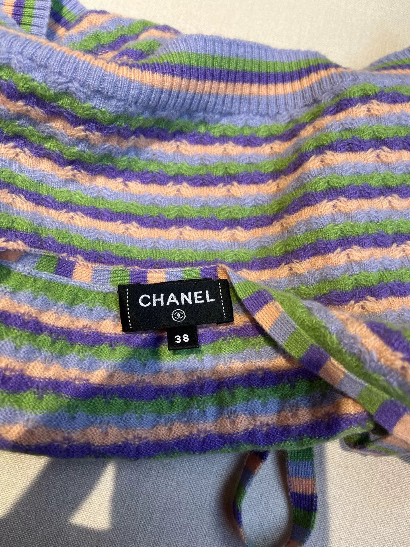 Chanel Chanel 24A Cashmere Striped Camisole Size US L / EU 52-54 / 3 - 3 Thumbnail