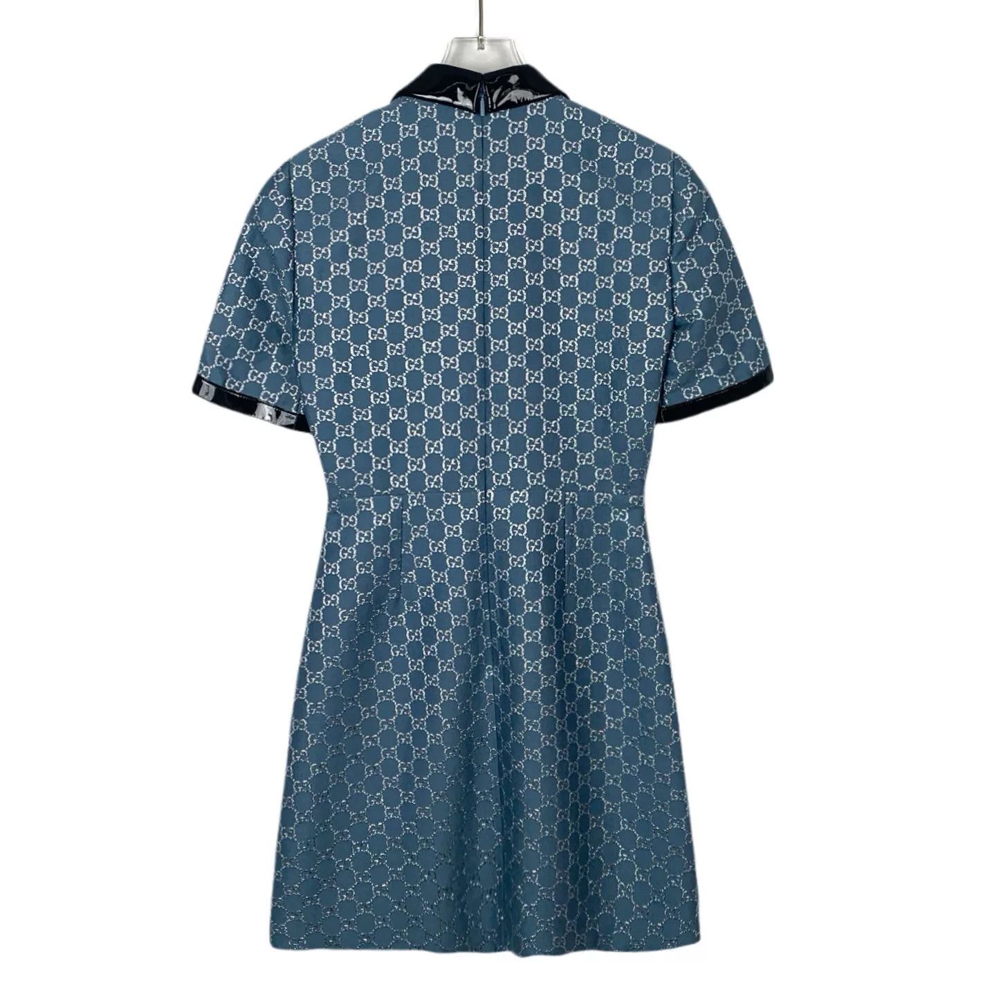 Gucci Gucci Blue Logo Print Short-Sleeve Dress Size US XS / EU 42 / 0 - 2 Thumbnail