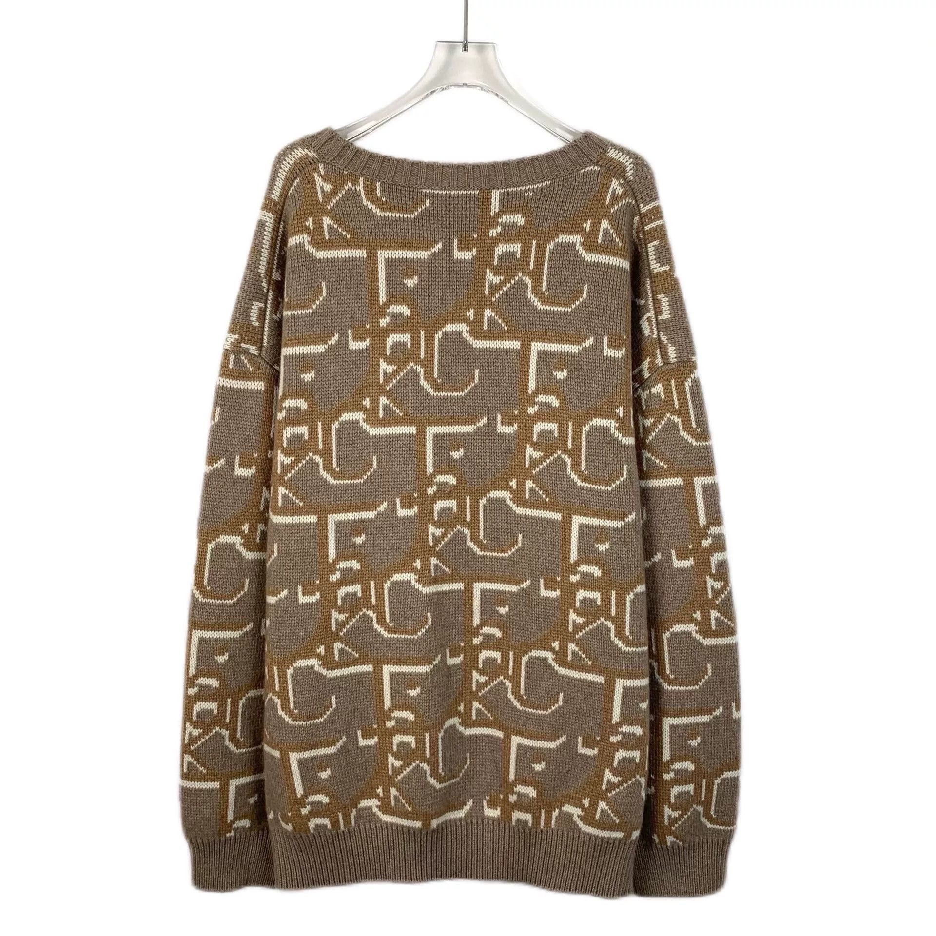 Dior brown logo printed cashmere knit sweater Size US XL / EU 56 / 4 - 2 Thumbnail