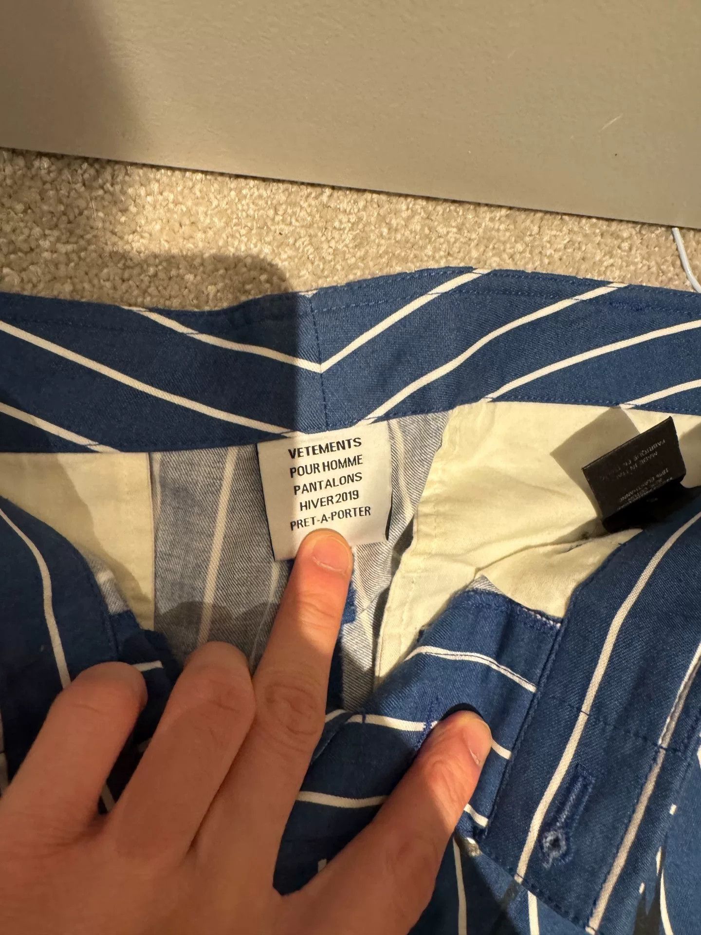 Vetements Vetements Blue Pinstripe Cargo Pants Size US 26 / EU 42 - 3 Thumbnail
