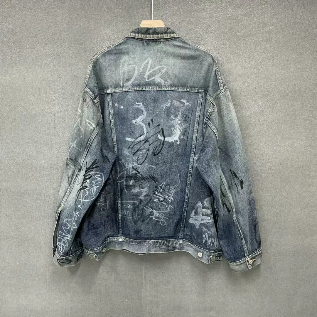 Balenciaga Balenciaga Graffiti Distressed Denim Jacket Size US S / EU 44-46 / 1 - 2 Thumbnail