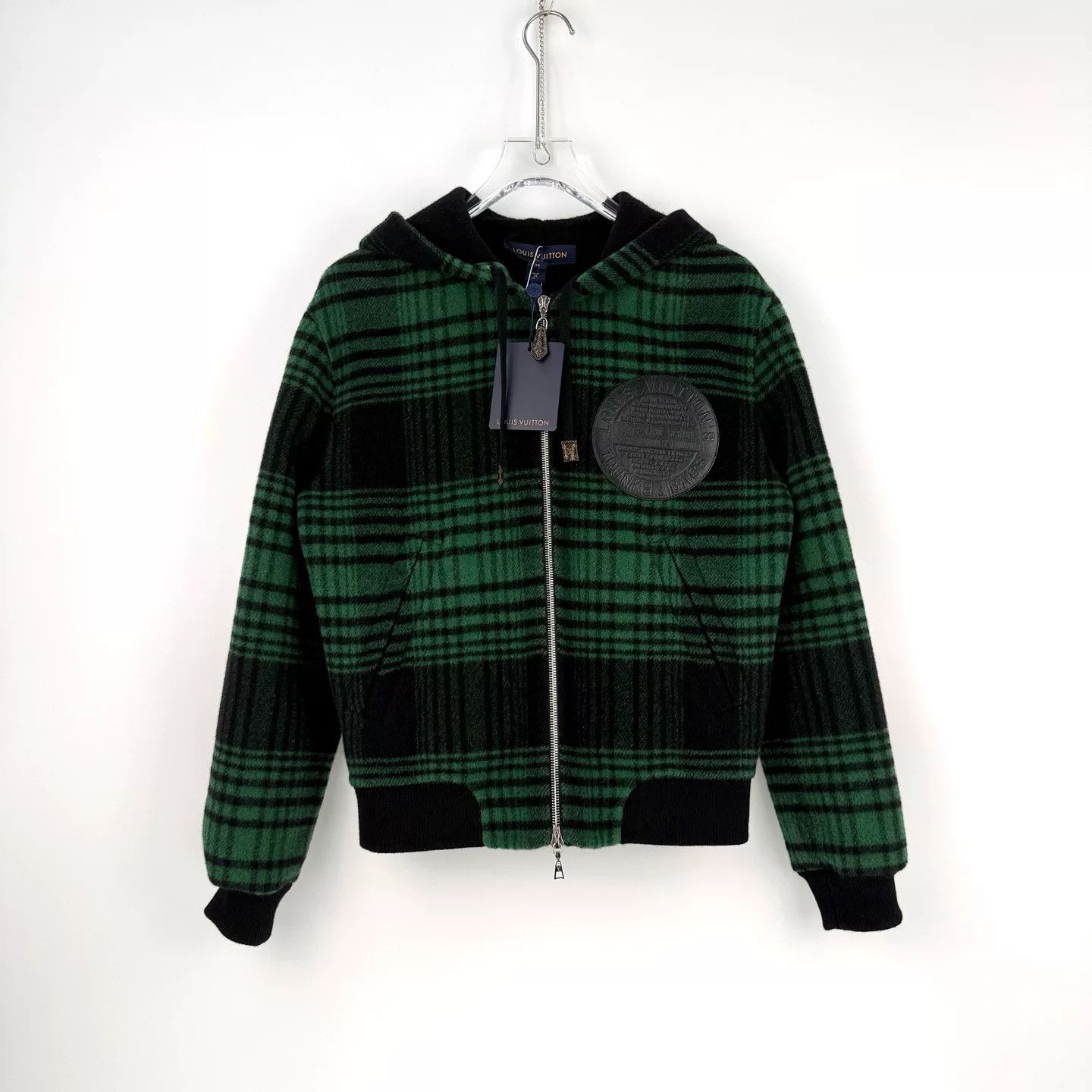 Louis Vuitton Green Plaid Wool Hooded Jacket Size US XS / EU 42 / 0 - 3 Thumbnail
