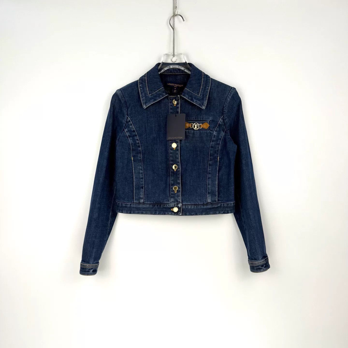 Louis Vuitton LV Washed Blue Denim Jacket with Metal Label Size US XS / EU 42 / 0 - 3 Thumbnail